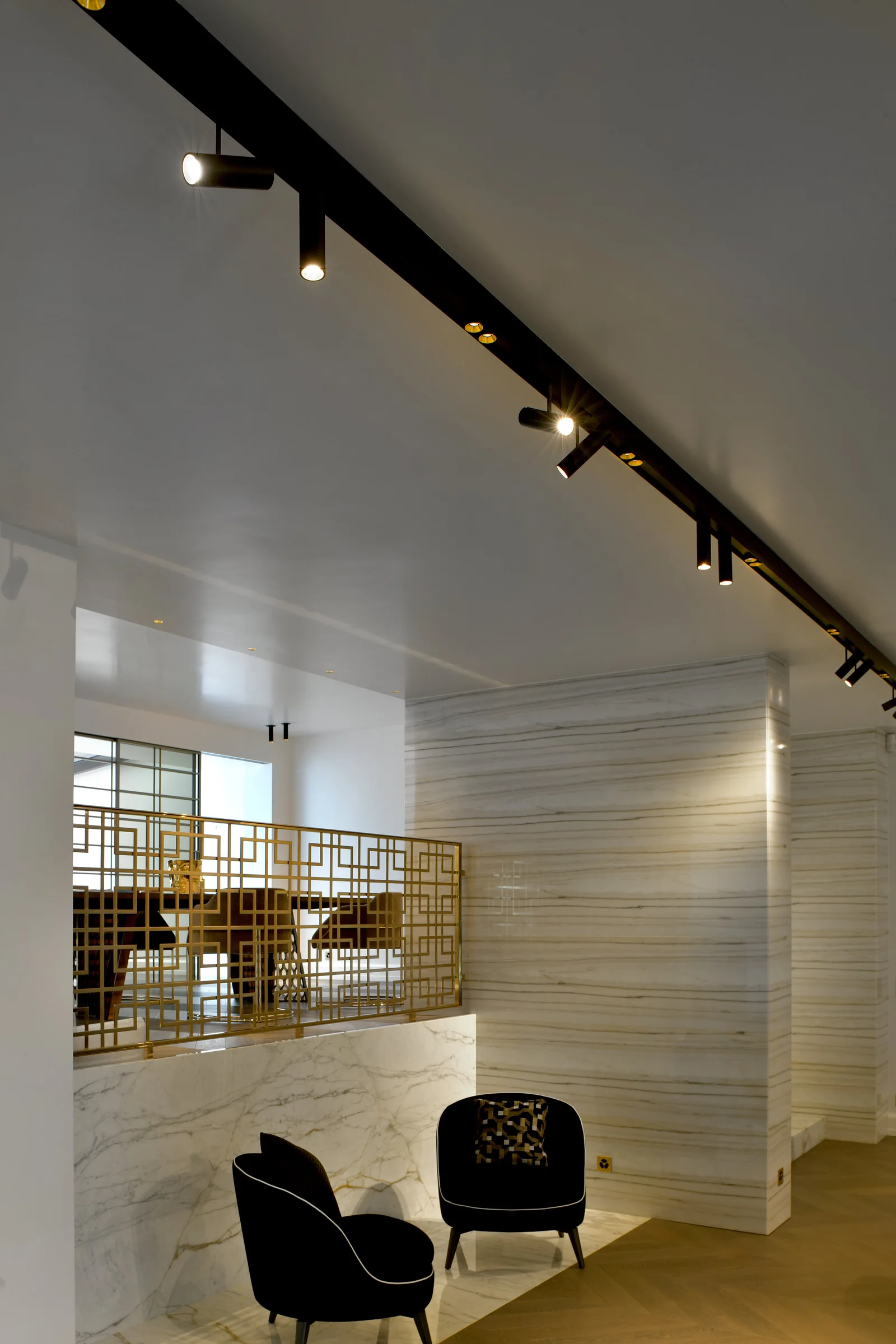 Cana channels with Holon downlights over a lounge and bookcase